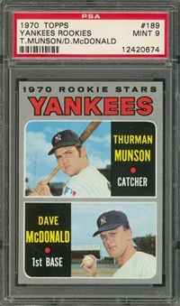 1970 Topps #189 Thurman Munson Rookie Card – PSA MINT 9